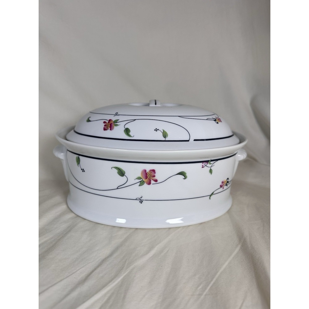Savoir Vivre Spring Fantasy Covered Casserole Dish Japan Floral‎ Bake Serve 2 Qt